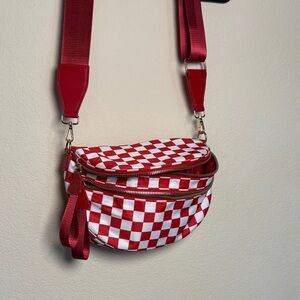 Red Checkered Crossbody Bag